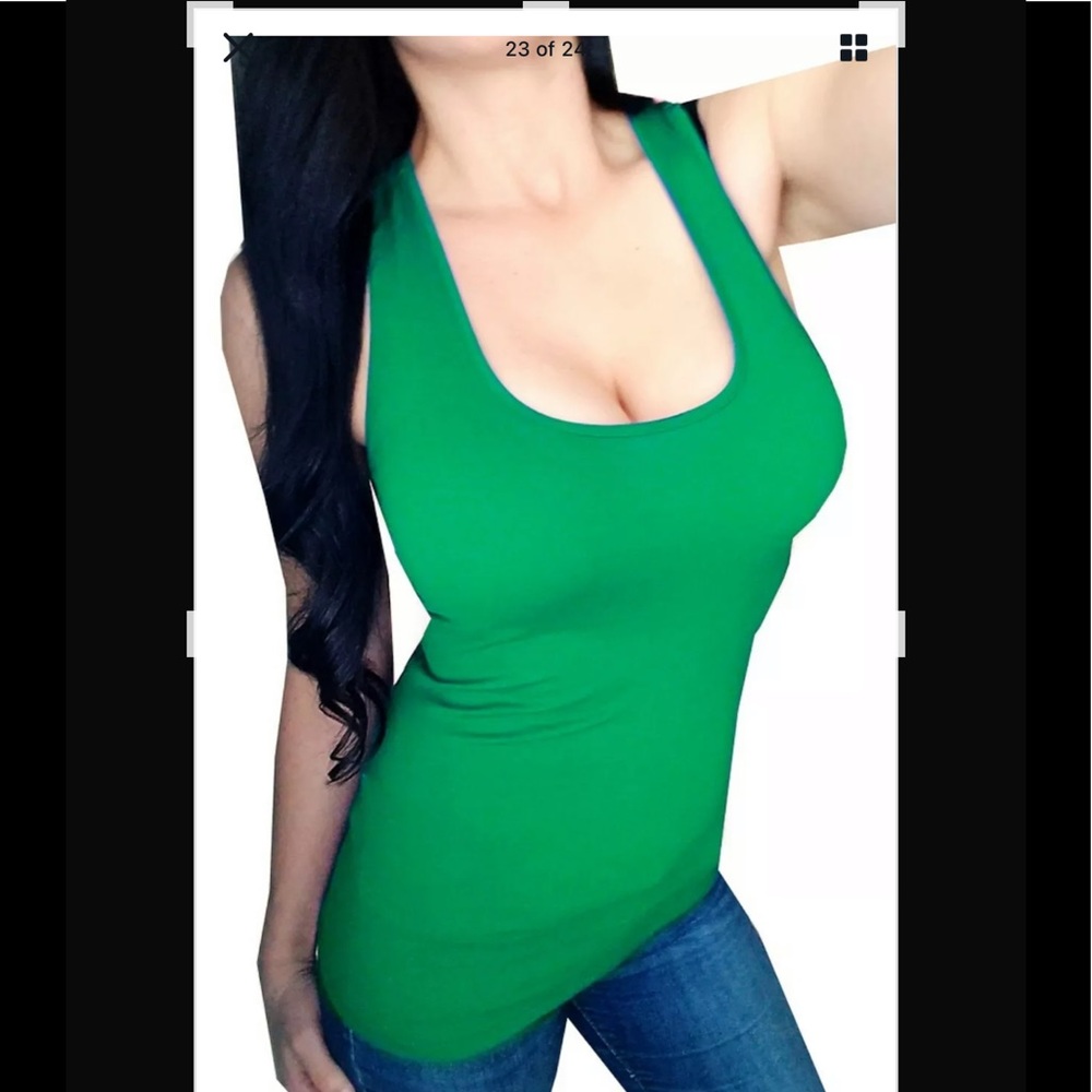 Plus Size Womens Kelly Green Racerback Tank Top